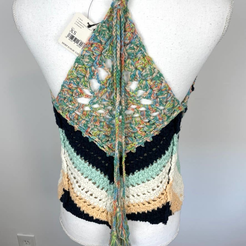 Free People Crochet Chevron Swim Up Tank Top In Summer Breeze XS - Picture 10 of 14